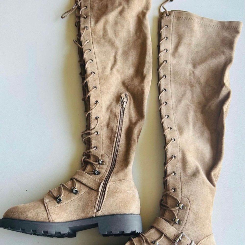 Tan Suede Knee High Boots (NEW)